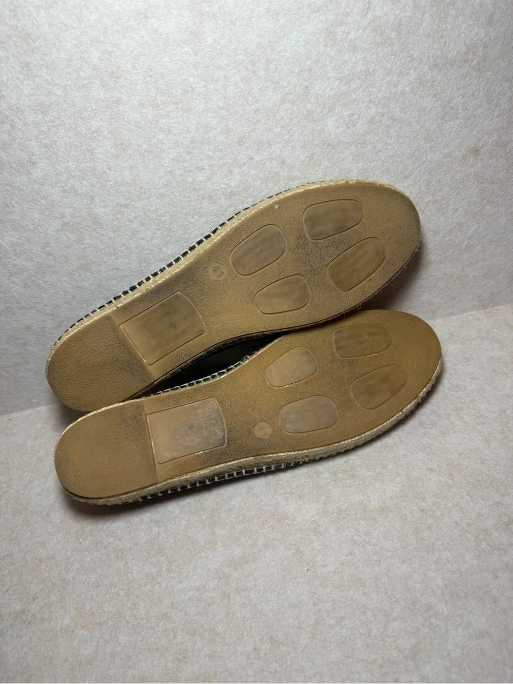 Patricia Green Black Tan Espadrille Mules Flats Loafers Frayed Trim Size US 10